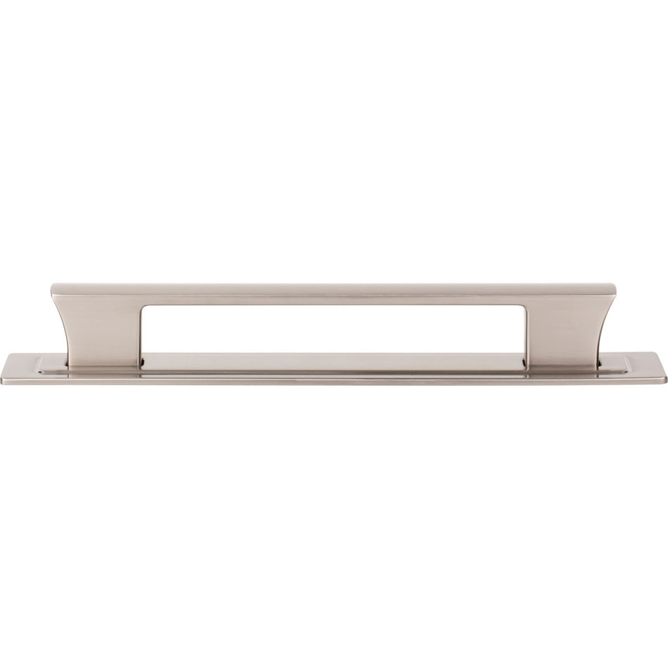 Atlas A6004-BRN: 6-5/16" cc Zander Bar Cabinet Pull w/Backplate - Brushed Nickel