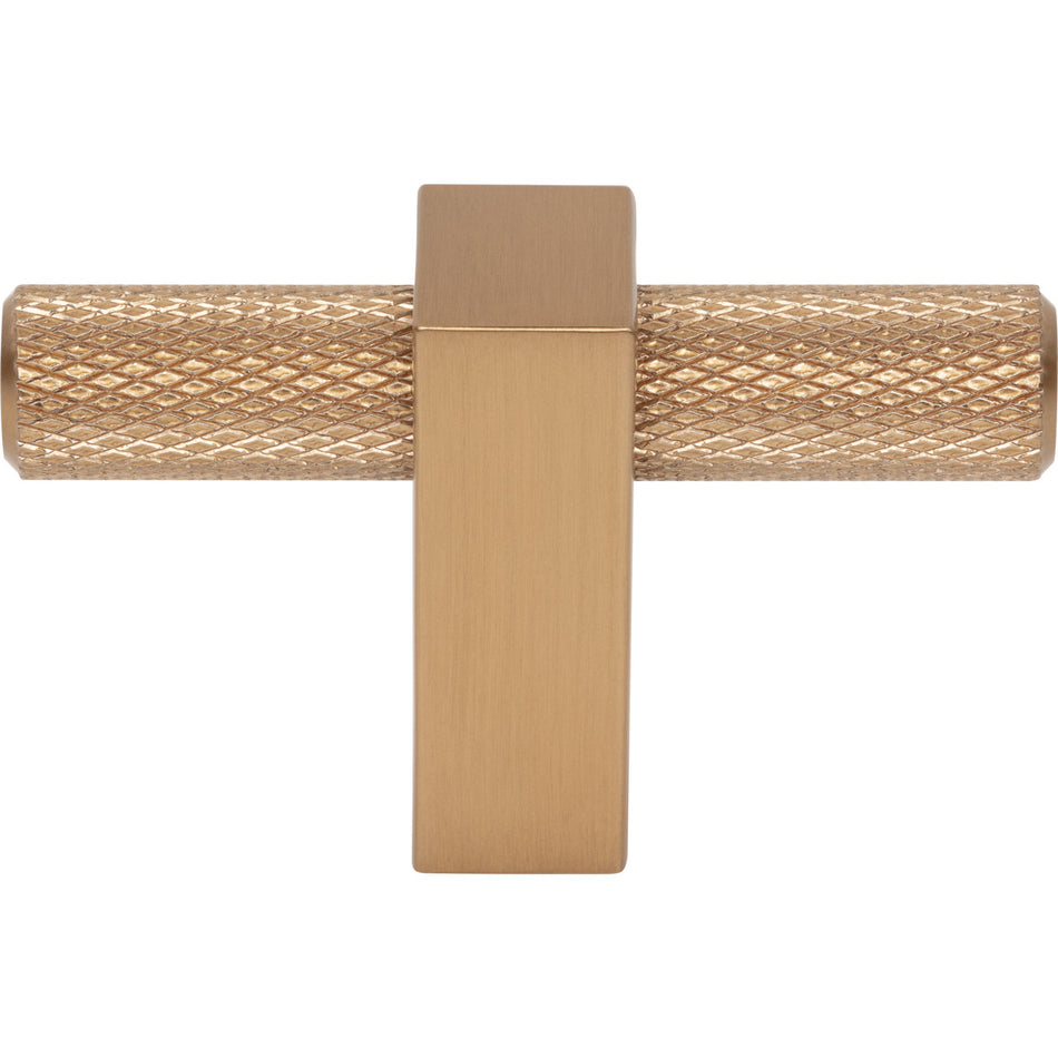 Jeffrey Alexander 498T-SBZ: 2-3/8" Larkin Knurled T-Bar Cabinet Knob - Satin Bronze