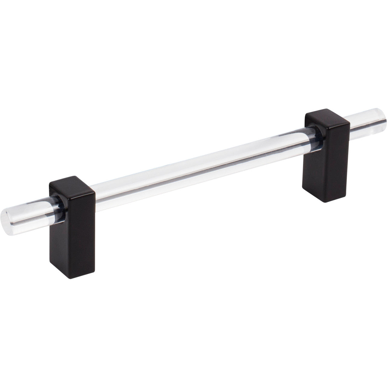 Jeffrey Alexander 578-128MB: 128mm cc Spencer Bar Cabinet Pull - Matte Black/Clear Acrylic