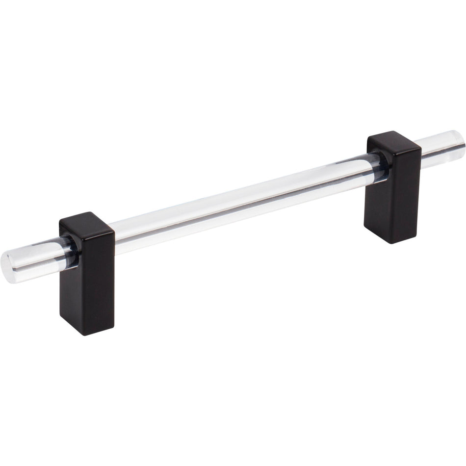 Jeffrey Alexander 578-128MB: 128mm cc Spencer Bar Cabinet Pull - Matte Black/Clear Acrylic