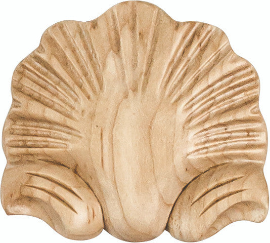 Hardware Resources APL-07-MP: 3-1/8" x 1/2" x2- 7/8" Shell Applique - Maple