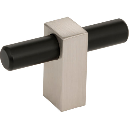 Jeffrey Alexander 478T-MBSN: 2-3/8" Larkin T-Bar Cabinet Knob - Satin Nickel/Matte Black