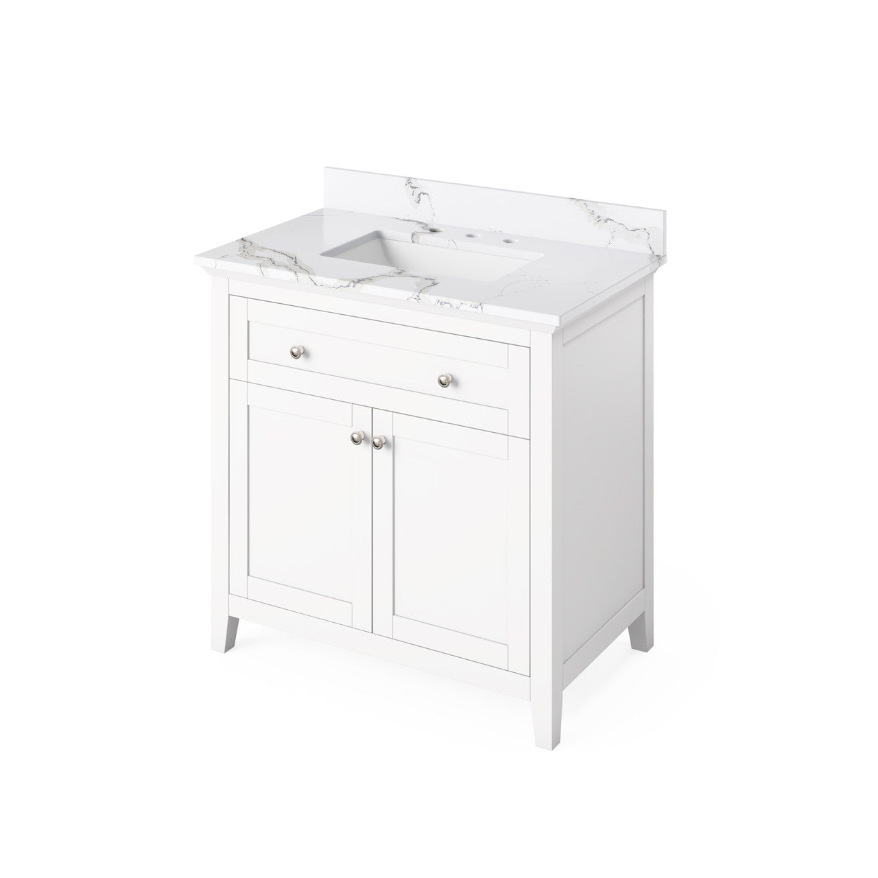 Jeffrey Alexander 36" Chatham Single Bowl Vanity - White Cabinet with Calacatta Vienna Quartz Top
