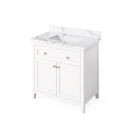 Jeffrey Alexander 36" Chatham Single Bowl Vanity - White Cabinet with Calacatta Vienna Quartz Top