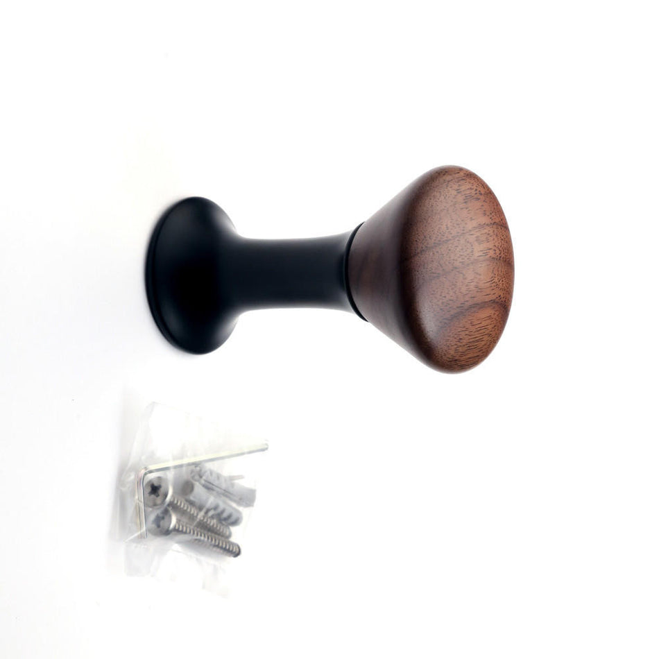 Sugatsune PXB-WC05-111-WN: 83mm Wood Chic Wall Hook - Walnut/Matte Black
