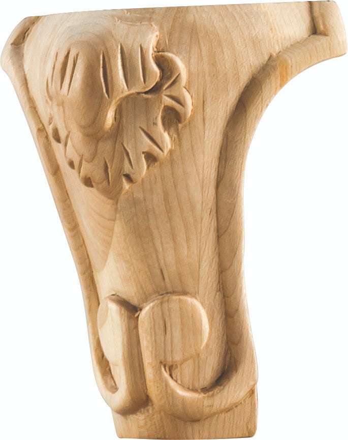 Hardware Resources WLC50CH: 3-1/2" x 3-1/2" x 5" Acanthus Leg - Cherry