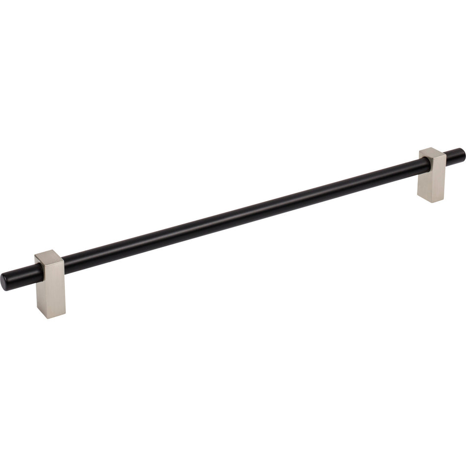 Jeffrey Alexander 478-305MBSN: 305mm cc Larkin Bar Cabinet Pull - Satin Nickel/Matte Black