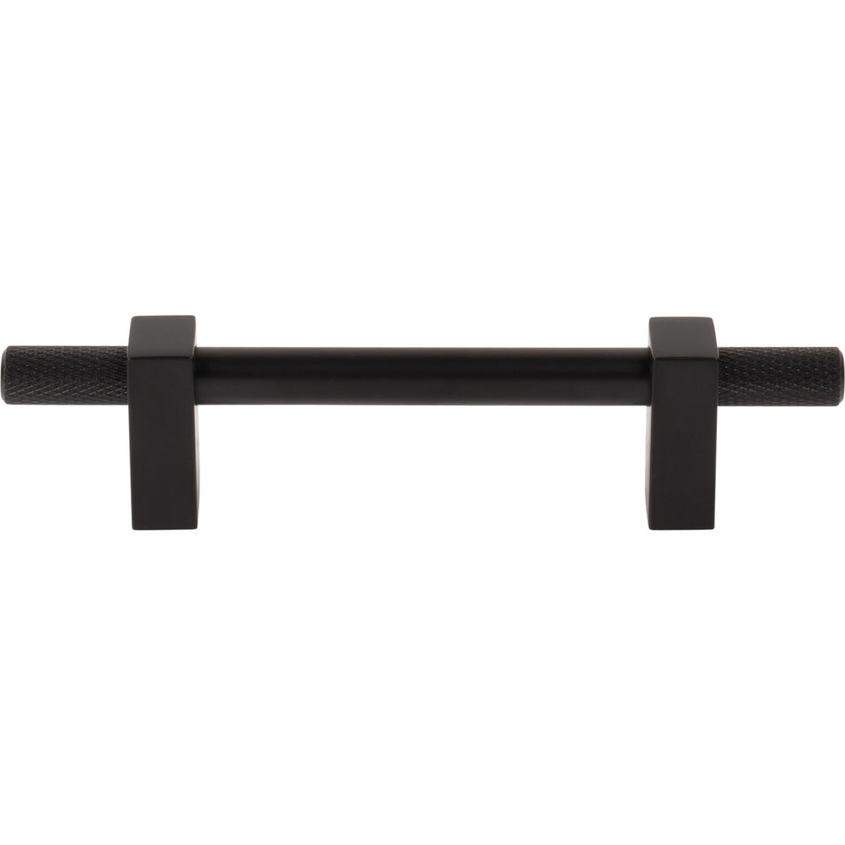 Jeffrey Alexander 698-96MB: 96mm cc Larkin Knurled Ends Bar Cabinet Pull - Matte Black