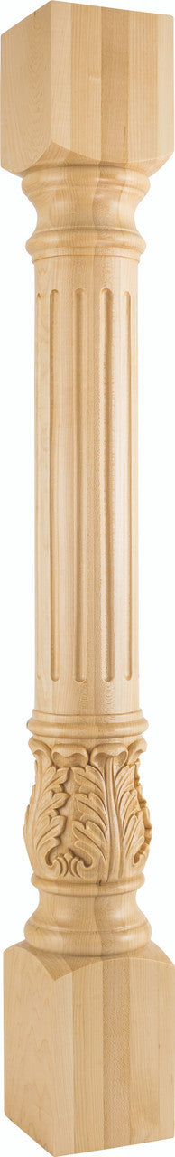 Hardware Resources P23-5-42-RW: Fluted Acanthus Post - Rubberwood