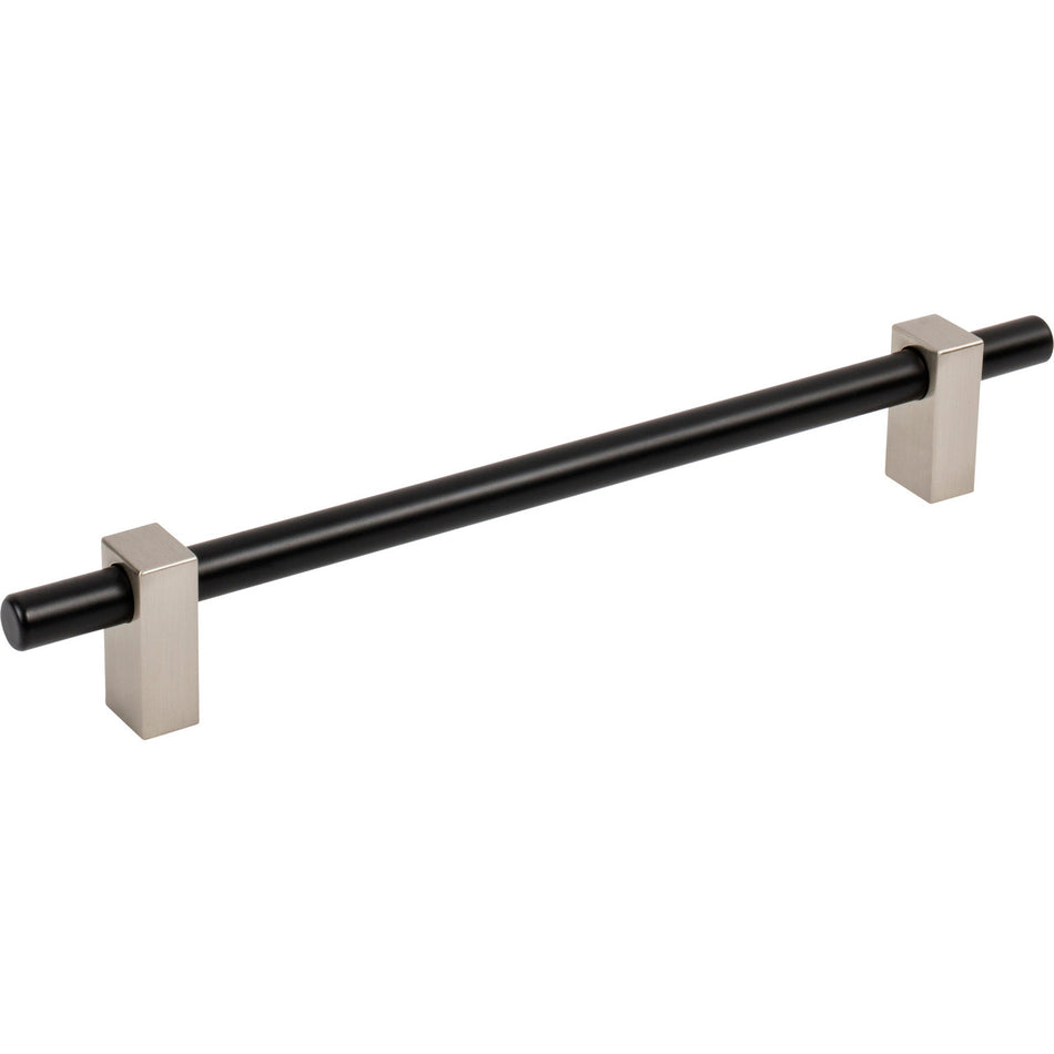 Jeffrey Alexander 478-192MBSN: 192mm cc Larkin Bar Cabinet Pull - Satin Nickel/Matte Black