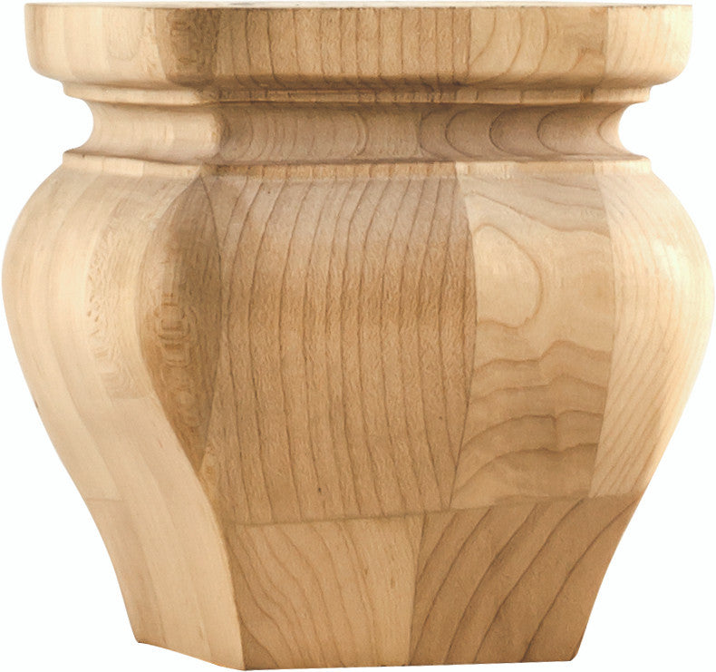 Hardware Resources BF90CH: 4-1/4" x 4-1/4" x 4-1/4" Square Turned Bun Foot - Cherry