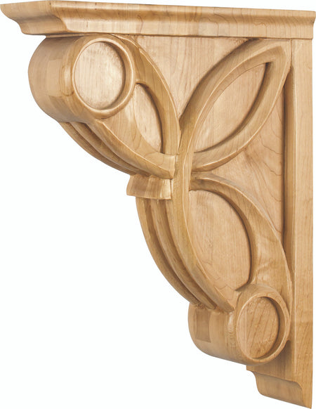 Hardware Resources COR6-RW: 3" x 11-5/16" x 14" Celtic Weave Art Deco Corbel - Rubberwood