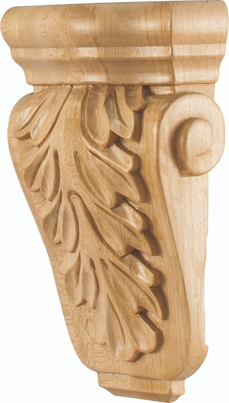 Hardware Resources CORP-3RW: 4-1/2" x 2" x 7" Acanthus Corbel - Rubberwood