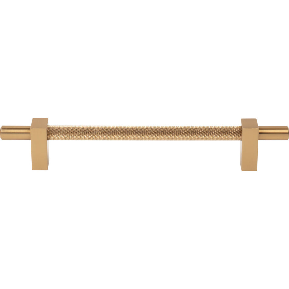 Jeffrey Alexander 598-160SBZ: 160mm cc Larkin Knurled Center Bar Cabinet Pull - Satin Bronze