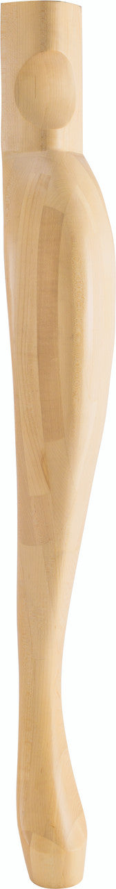 Hardware Resources LEGA-2RW: 2-1/2" x 2-1/2" x 35-1/2" Queen Anne Leg - Rubberwood