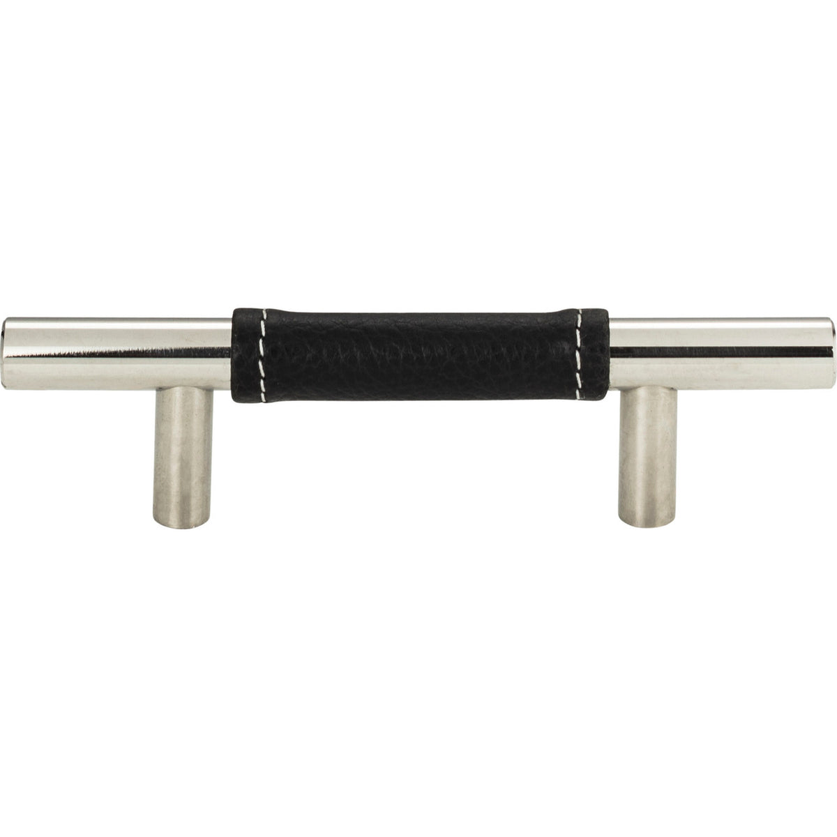 Atlas 280-BL-CH: 3" cc Zanzibar Cabinet Pull - Black Leather/Polished Chrome