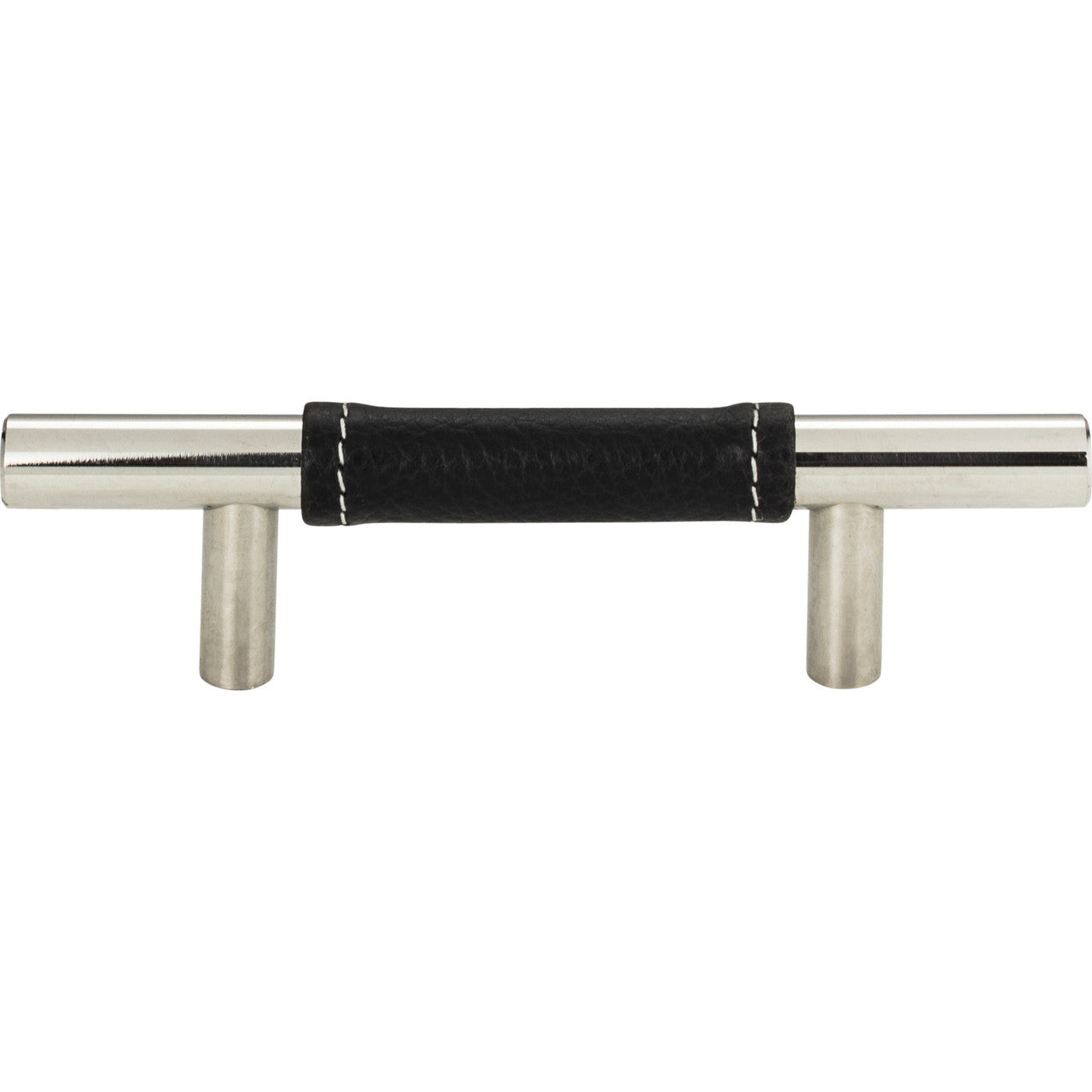 Atlas 280-BL-CH: 3" cc Zanzibar Cabinet Pull - Black Leather/Polished Chrome
