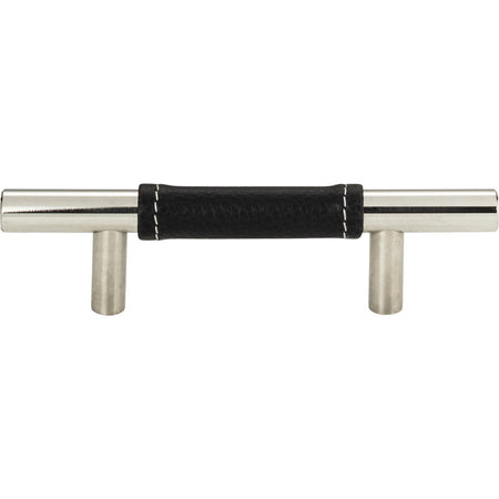 Atlas 280-BL-CH: 3" cc Zanzibar Cabinet Pull - Black Leather/Polished Chrome