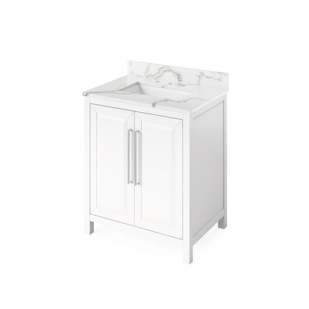 Jeffrey Alexander 30" Cade Single Bowl Vanity - White Cabinet with Calacatta Vienna Quartz Top