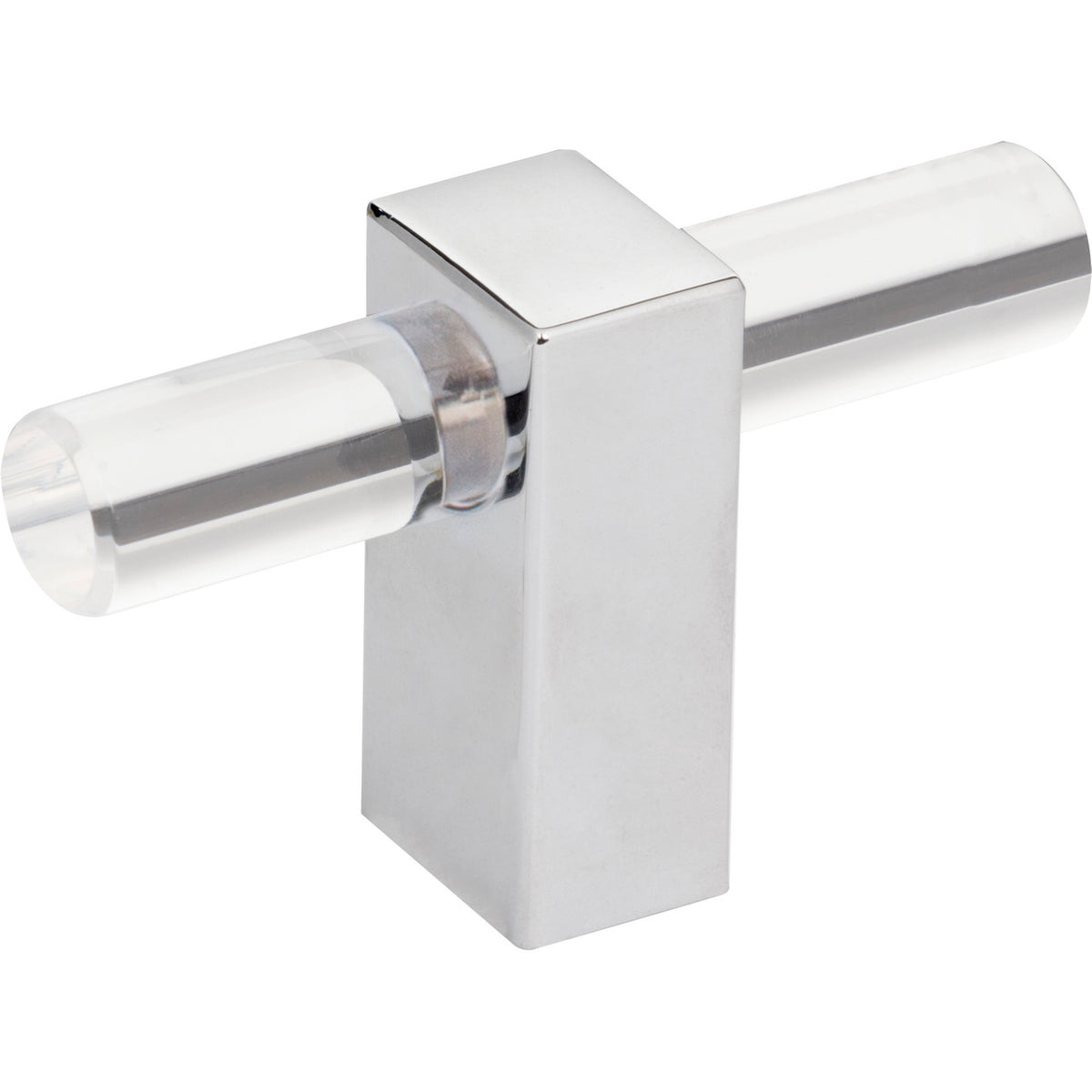 Jeffrey Alexander 578T-PC: 2-3/8" Spencer T-Bar Cabinet Knob - Polished Chrome/Clear Acrylic