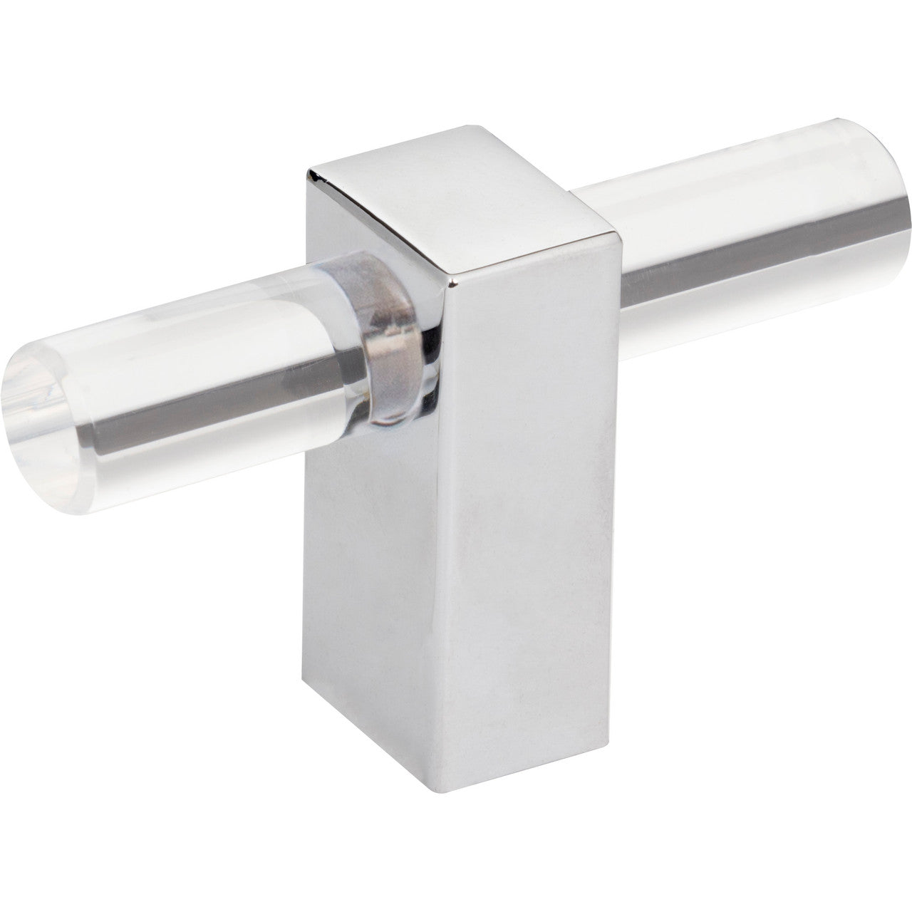 Jeffrey Alexander 578T-PC: 2-3/8" Spencer T-Bar Cabinet Knob - Polished Chrome/Clear Acrylic