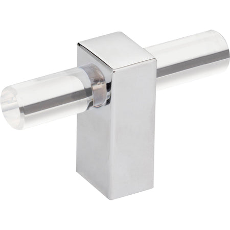 Jeffrey Alexander 578T-PC: 2-3/8" Spencer T-Bar Cabinet Knob - Polished Chrome/Clear Acrylic