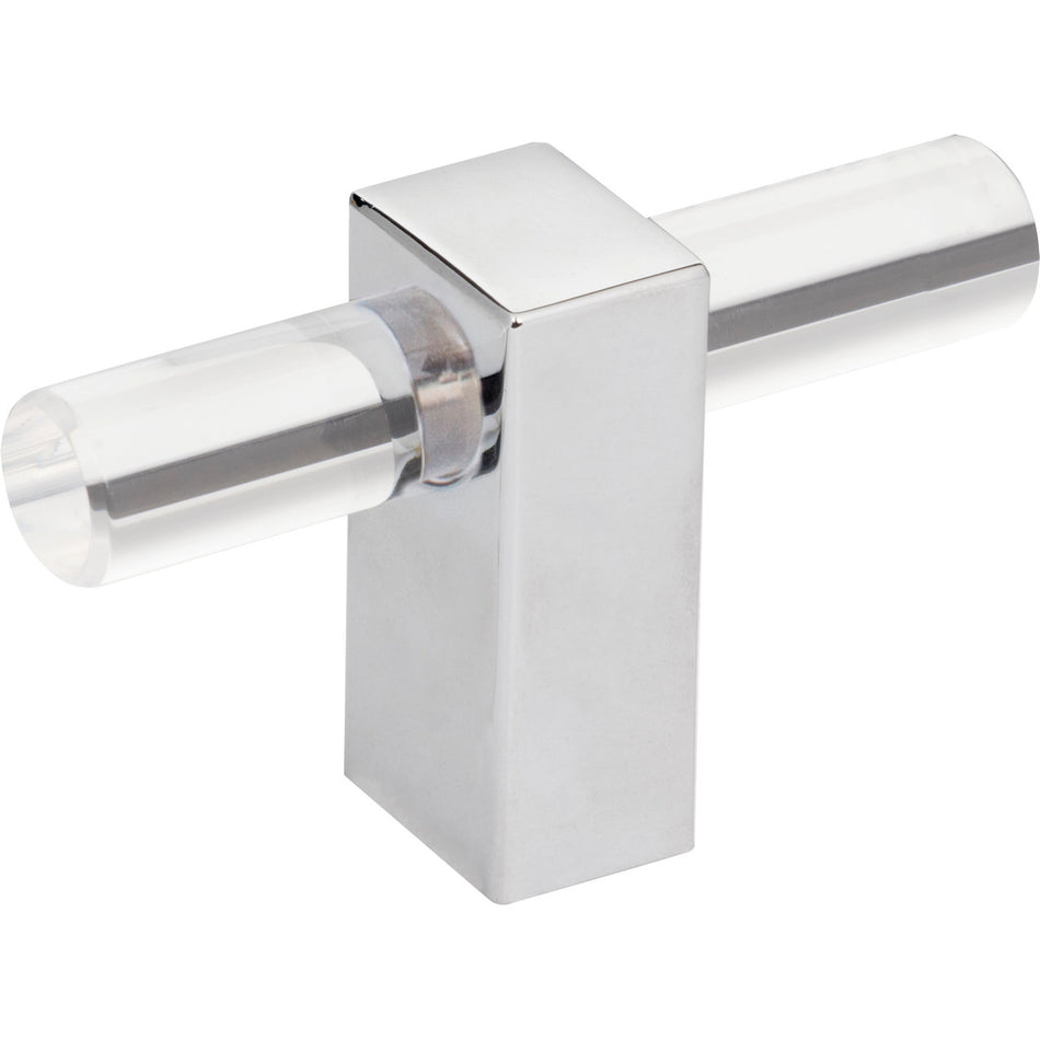 Jeffrey Alexander 578T-PC: 2-3/8" Spencer T-Bar Cabinet Knob - Polished Chrome/Clear Acrylic