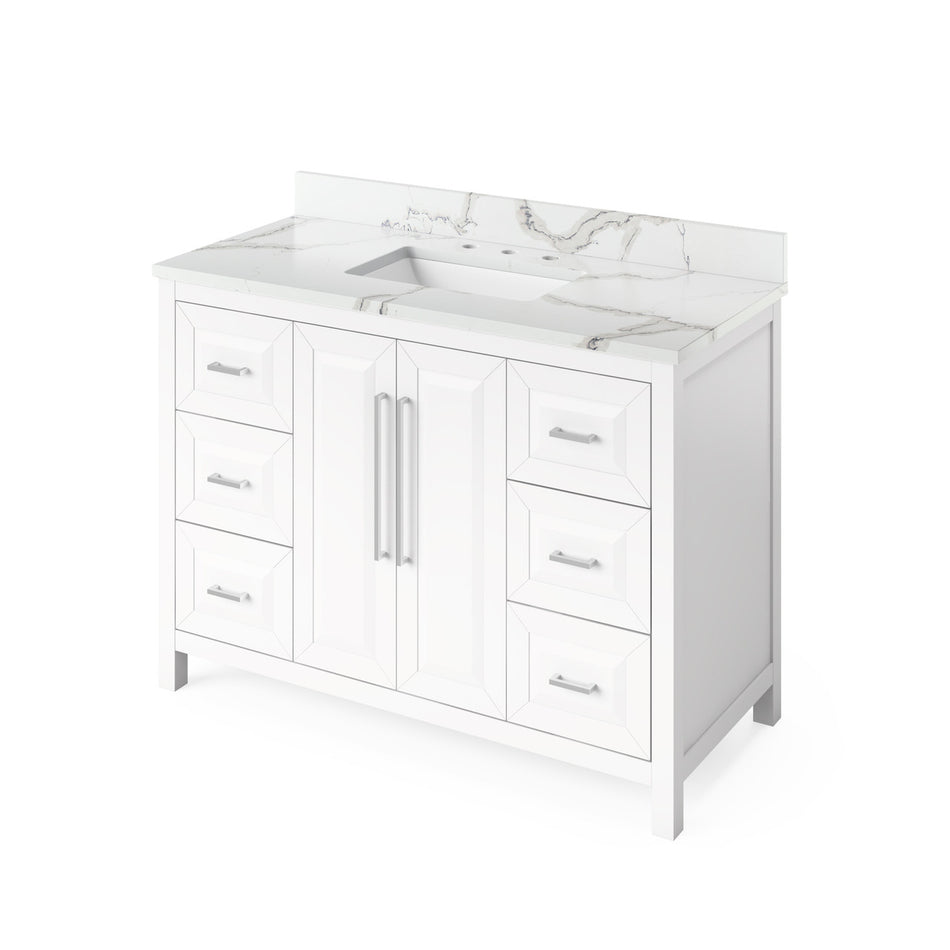 Jeffrey Alexander 48" Cade Single Bowl Vanity - White Cabinet with Calacatta Vienna Quartz Top