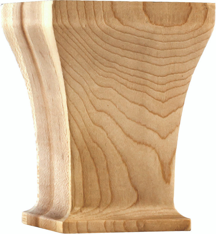 Hardware Resources BF41RW" 3-1/2" x 3-1/2" x 4-1/2" Greek Bun Foot - Rubberwood