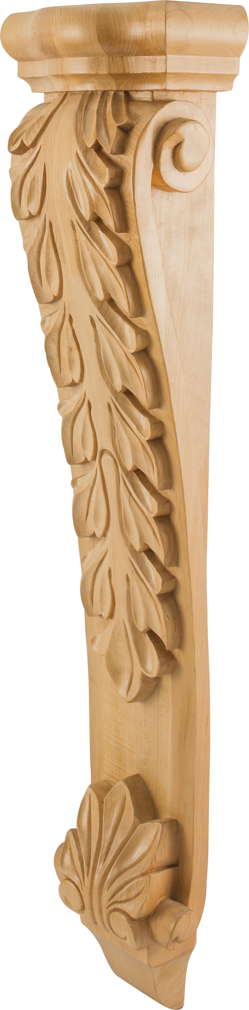 Hardware Resources CORK-5ALD: 8-1/2" x 4-3/4" x 35" Low-Profile Acanthus Corbel - Alder