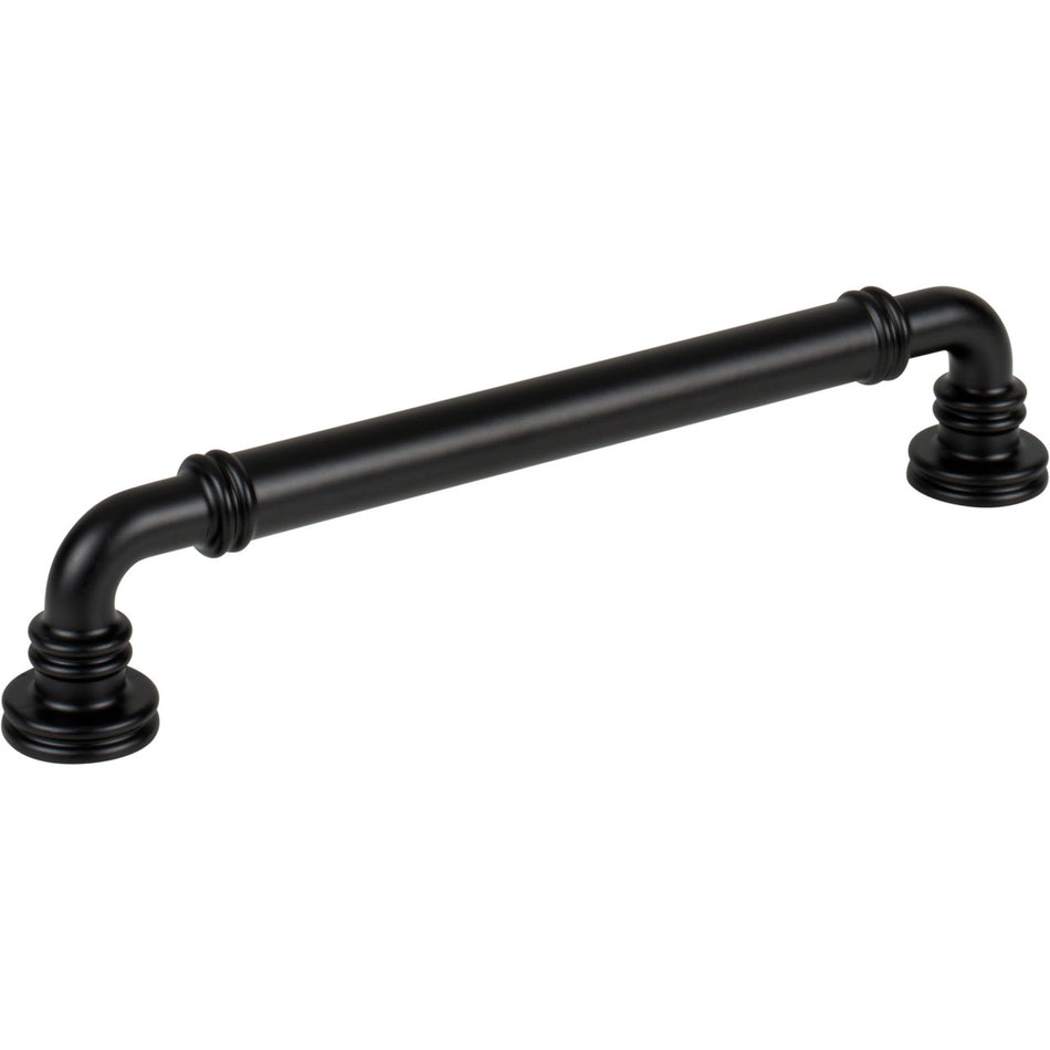 Top Knobs TK3143BLK: 6-5/16" cc Cranford D-Handle Cabinet Pull - Flat Black