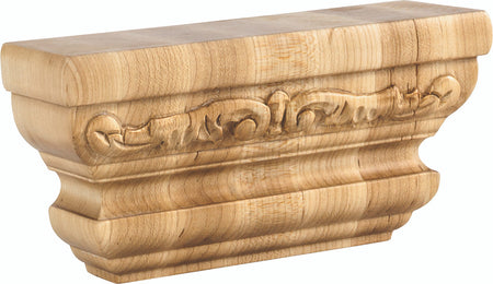 Hardware Resources PC-2RW: 6" x 2" x 3" Acanthus Pilaster Capital - Rubberwood