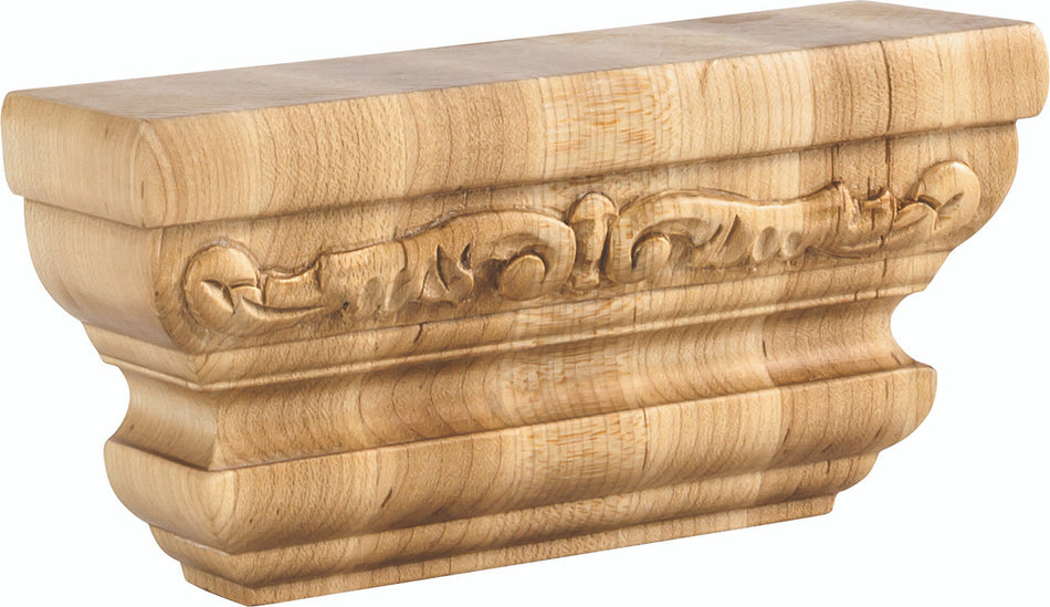 Hardware Resources PC-2RW: 6" x 2" x 3" Acanthus Pilaster Capital - Rubberwood