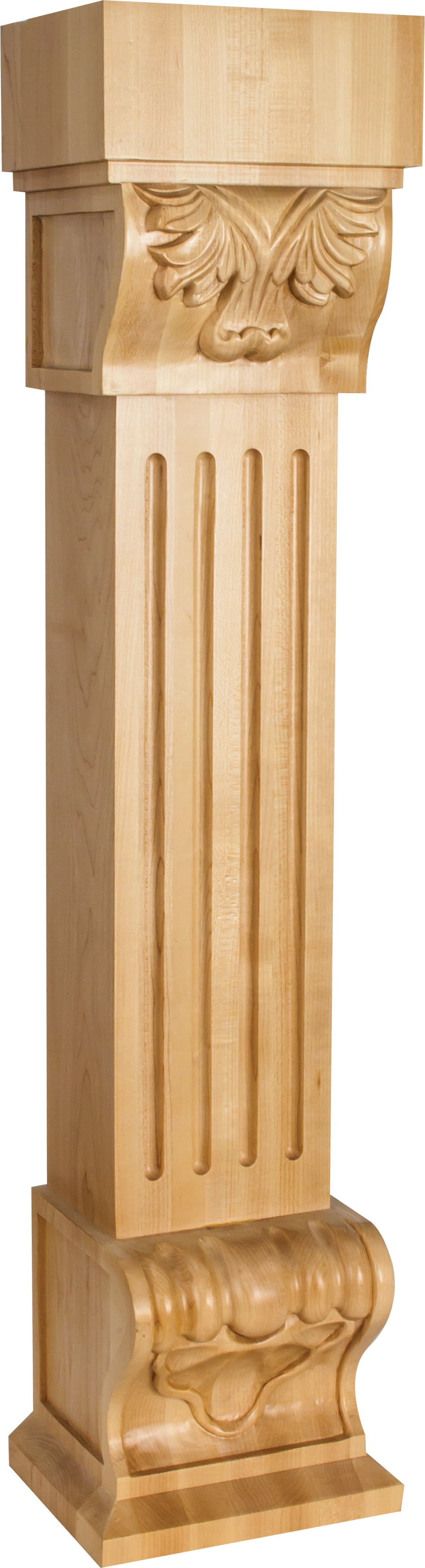 Hardware Resources FCORE-RW: 8" x 7" x 36" Fluted Acanthus Fireplace Corbel - Rubberwood