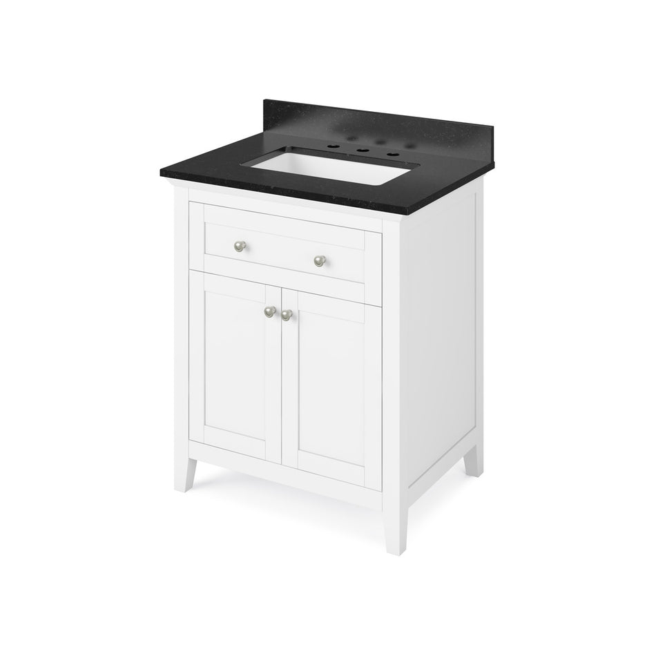 Jeffrey Alexander 30" Chatham Single Bowl Vanity - White Cabinet with Black Granite Top