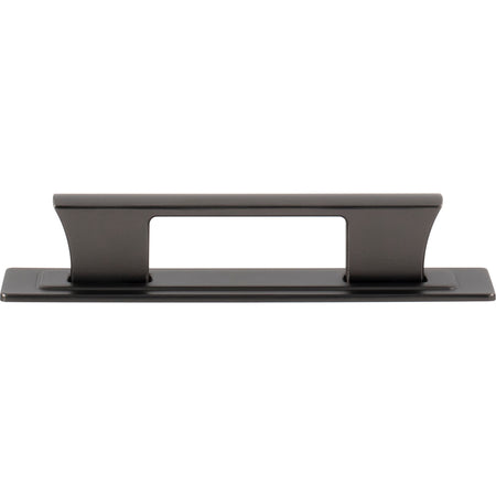Atlas A6002-SL: 3-3/4" cc Zander Bar Cabinet Pull w/Backplate - Slate