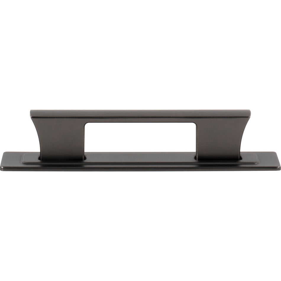 Atlas A6002-SL: 3-3/4" cc Zander Bar Cabinet Pull w/Backplate - Slate