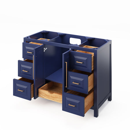 Cabinet showing open doors and/or drawers.