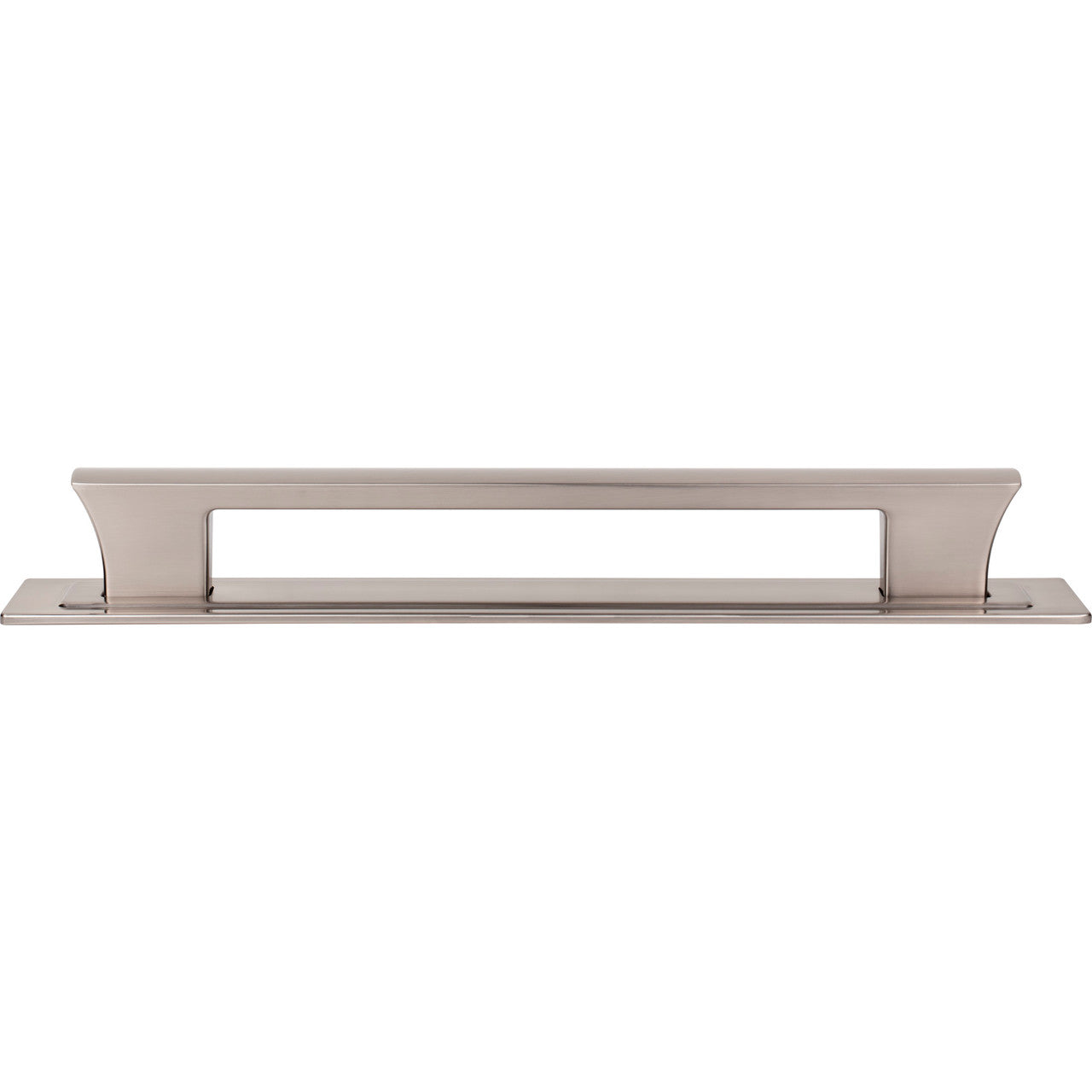 Atlas A6008-BRN: 12" cc Zander Bar Appliance Pull w/Backplate - Brushed Nickel