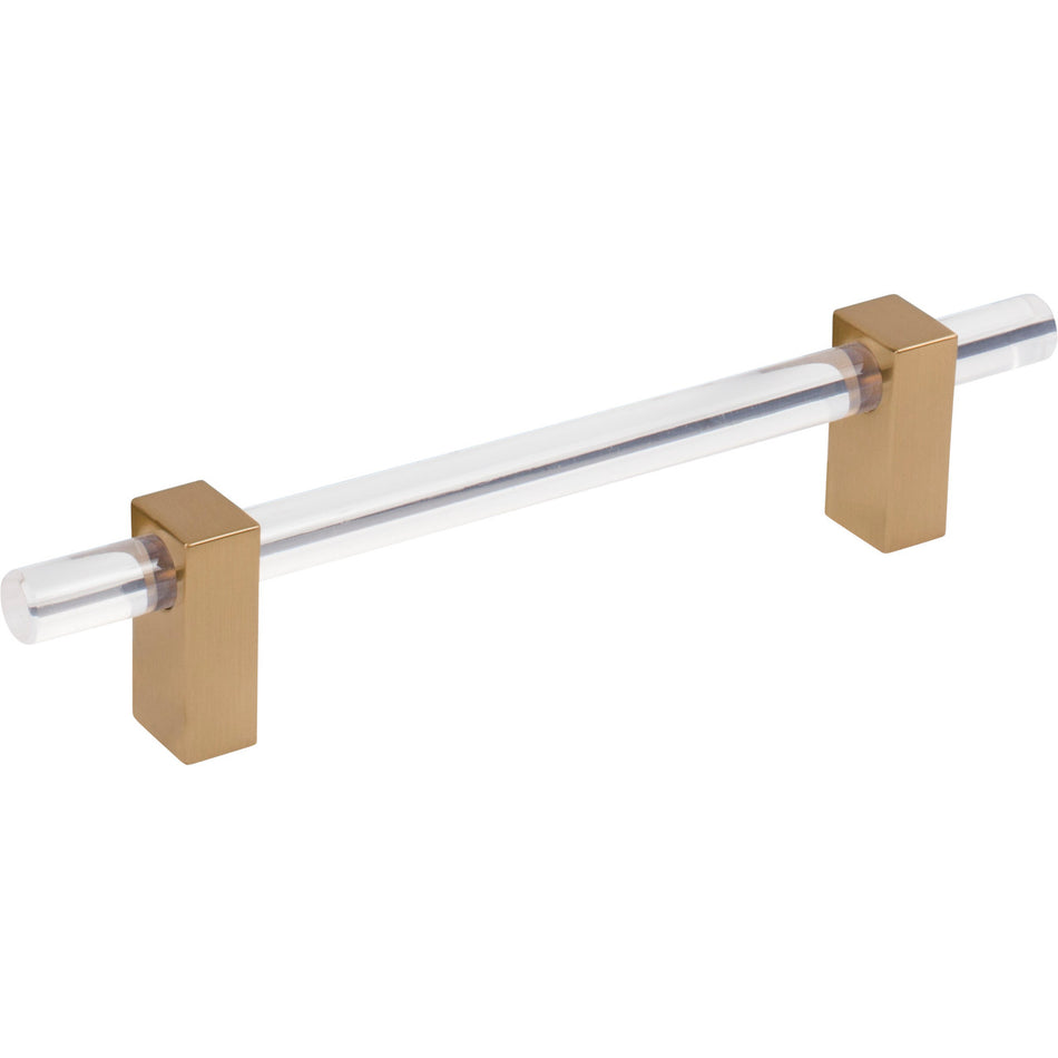 Jeffrey Alexander 578-128SBZ: 128mm cc Spencer Bar Cabinet Pull - Satin Bronze/Clear Acrylic