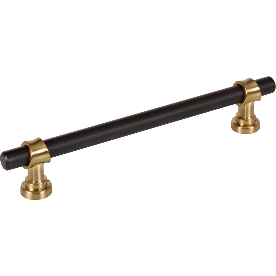 Top Knobs M2728: 6-5/16" cc Dakota Bit Cabinet Pull - Flat Black/Honey Bronze