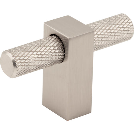 Jeffrey Alexander 498T-SN: 2-3/8" Larkin Knurled T-Bar Cabinet Knob - Satin Nickel