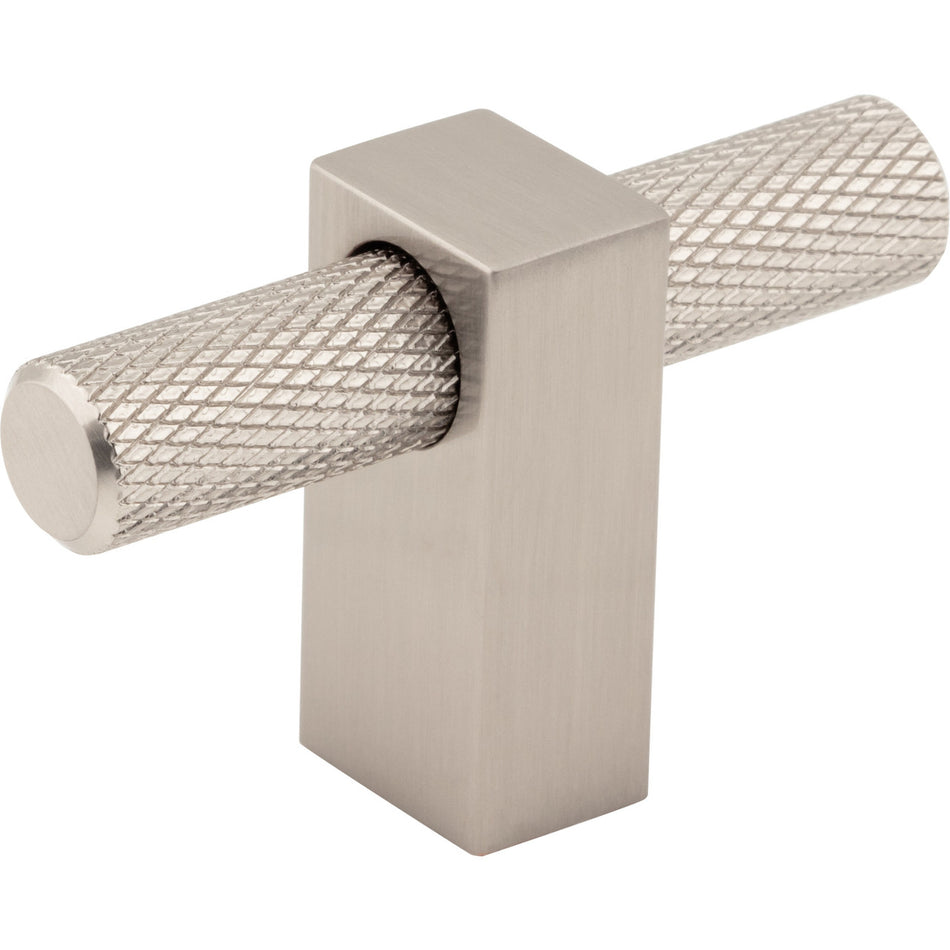 Jeffrey Alexander 498T-SN: 2-3/8" Larkin Knurled T-Bar Cabinet Knob - Satin Nickel