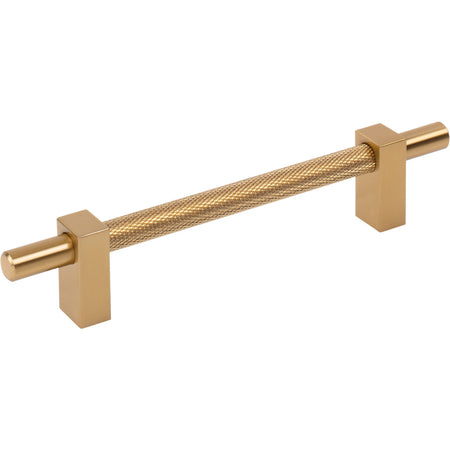 Jeffrey Alexander 598-128SBZ: 128mm cc Larkin Knurled Center Bar Cabinet Pull - Satin Bronze