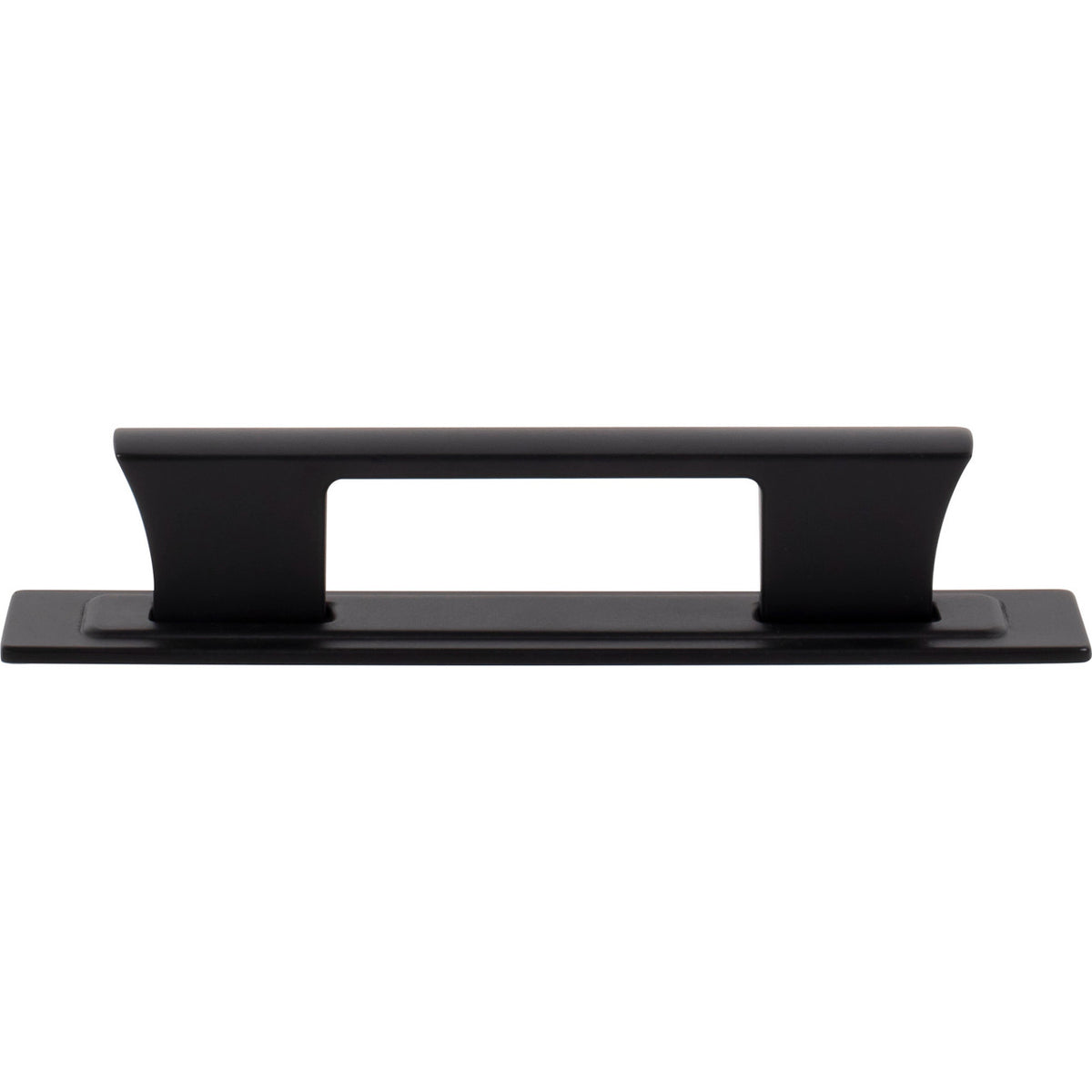 Atlas A6002-BL: 3-3/4" cc Zander Bar Cabinet Pull w/Backplate - Matte Black