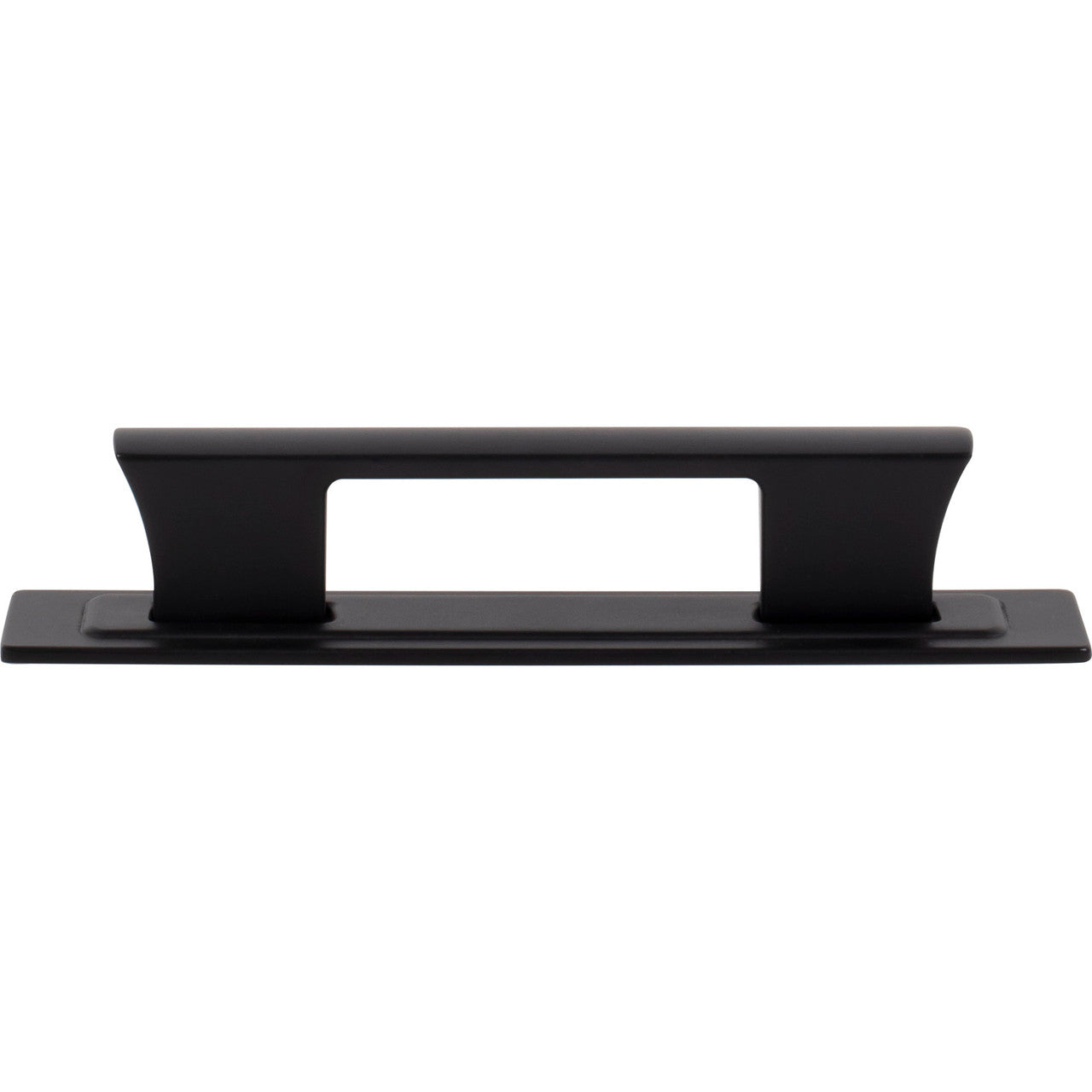 Atlas A6002-BL: 3-3/4" cc Zander Bar Cabinet Pull w/Backplate - Matte Black