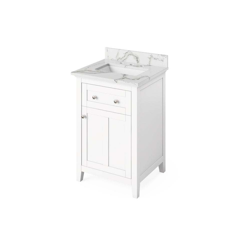 Jeffrey Alexander 24" Chatham Single Bowl Vanity - White Cabinet with Calacatta Vienna Quartz Top