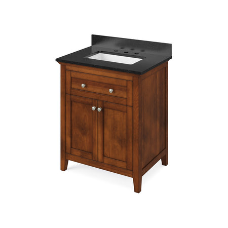 Jeffrey Alexander 30" Chatham Single Bowl Vanity - Chocolate Cabinet with Black Granite Top