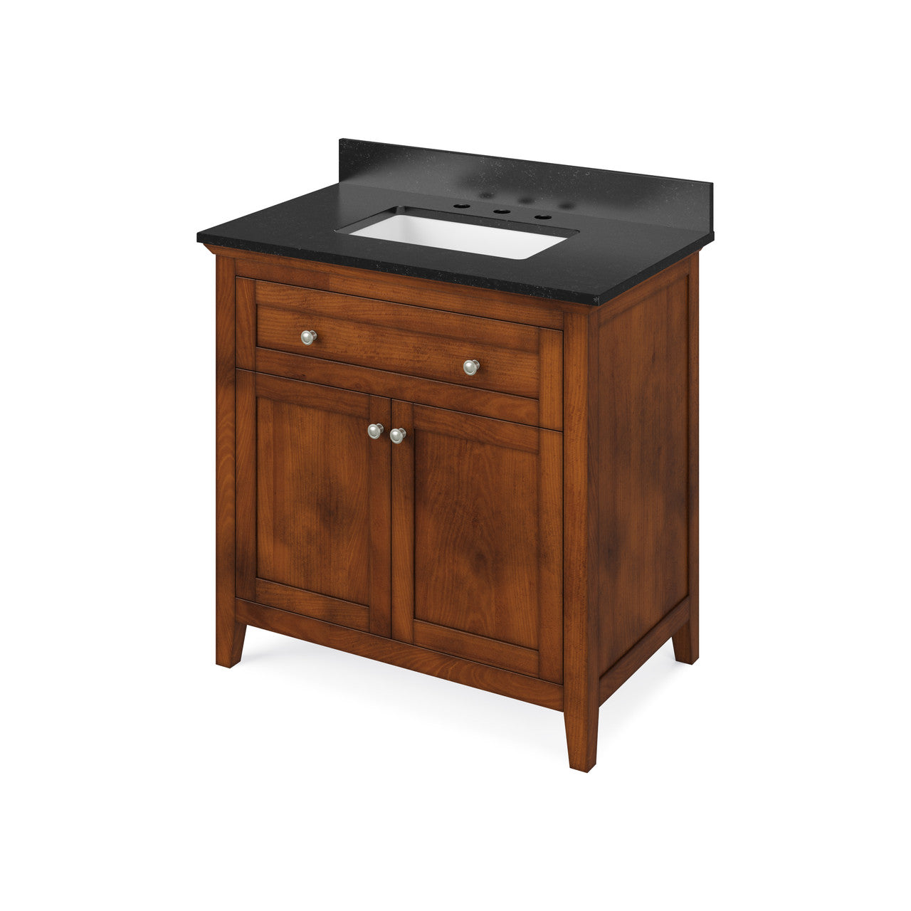 Jeffrey Alexander 36" Chatham Single Bowl Vanity - Chocolate Cabinet with Black Granite Top