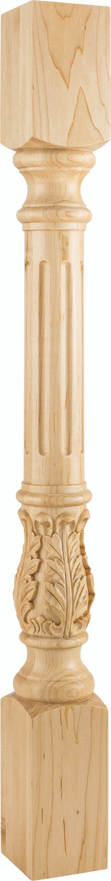 Hardware Resources P23-3.5-RW: Fluted Acanthus Post - Rubberwood